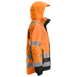 Veste de travail hiver haute visibilité imperméable Snickers Workwear Shell 1132 – coloris Orange Haute Visibilité/Noir – vue 1
