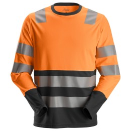 T-shirt de travail Snickers Workwear 2433 – coloris Orange Haute Visibilité/Noir – vue principale