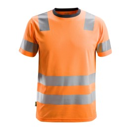 T-shirt de travail Snickers Workwear 2530 – coloris Orange Haute Visibilité/Noir mat – vue 2