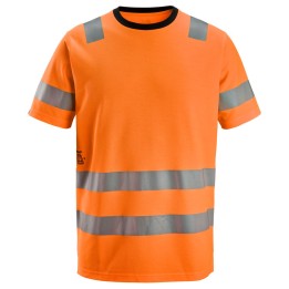 T-shirt de travail Snickers Workwear 2536 – coloris Orange Haute Visibilité/Noir mat – vue 2