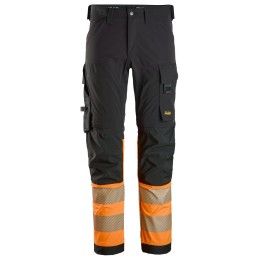 Pantalon de travail stretch Snickers Workwear 6335 – coloris Noir/Orange haute Visibilité – vue principale