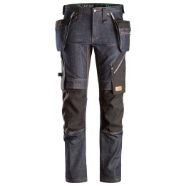 Pantalon de travail stretch Snickers Workwear FlexiWork, Pantalon de travail en denim avec poches holster 6955
