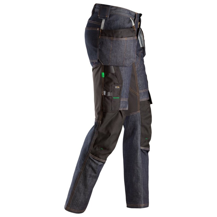 Pantalon de travail stretch Snickers Workwear FlexiWork, Pantalon de travail en denim avec poches holster 6955