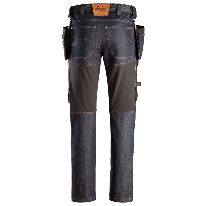 Pantalon de travail stretch Snickers Workwear FlexiWork, Pantalon de travail en denim avec poches holster 6955