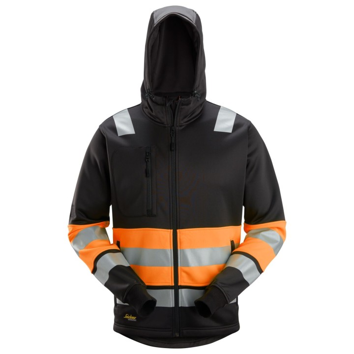Sweat à capuche zippé de travail Snickers Workwear HV Cl 1 Full Zip Hoodie 8038